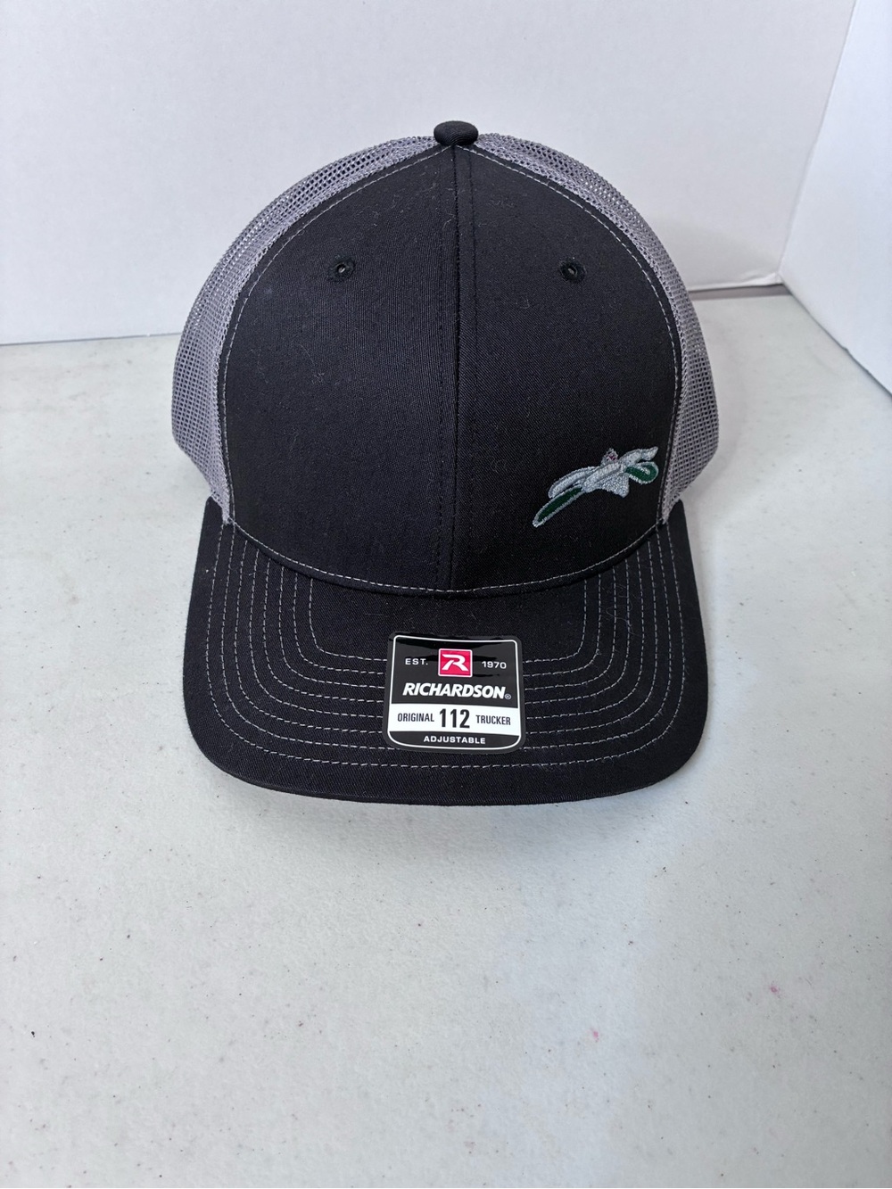 Richardson 112 Trucker Hat Black Gray Embroidered Duck Snapback Cap NWT